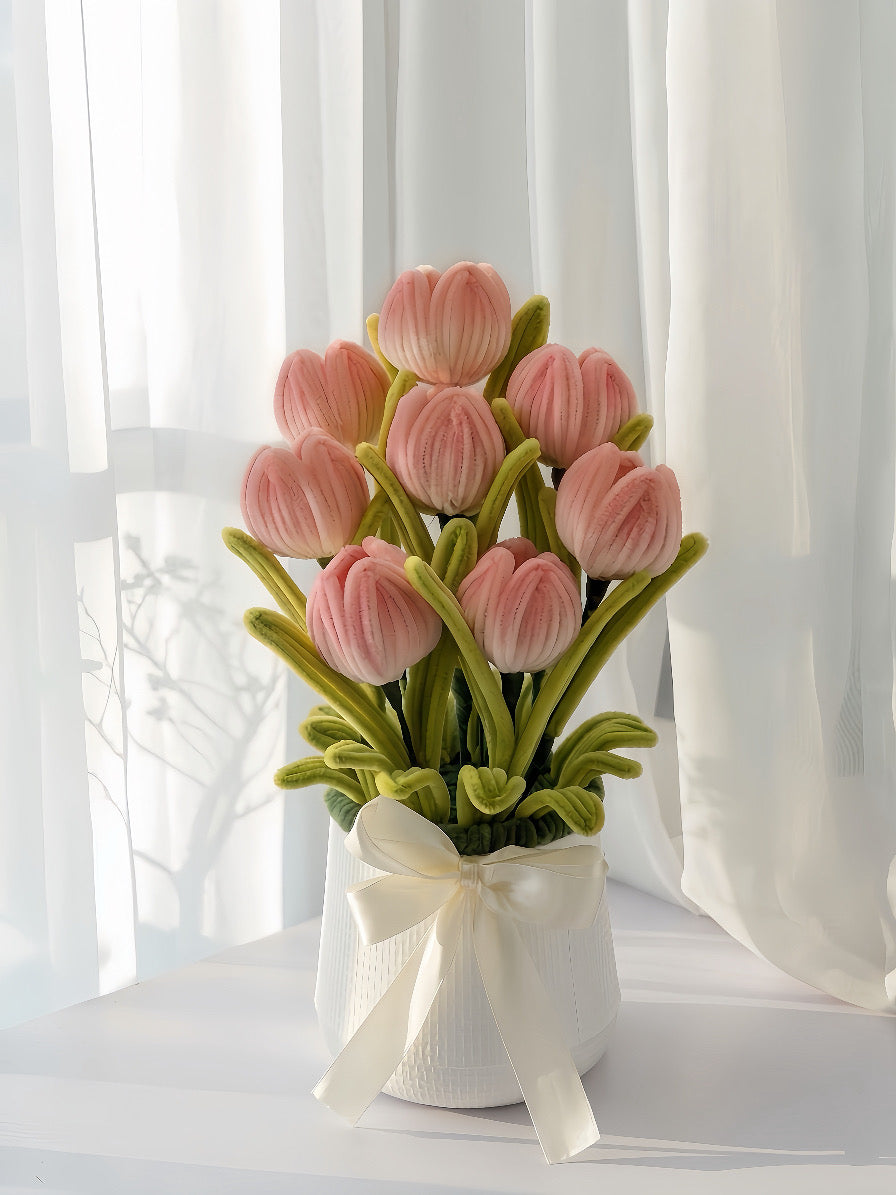 Tulip Arrangement – Blush Vase
