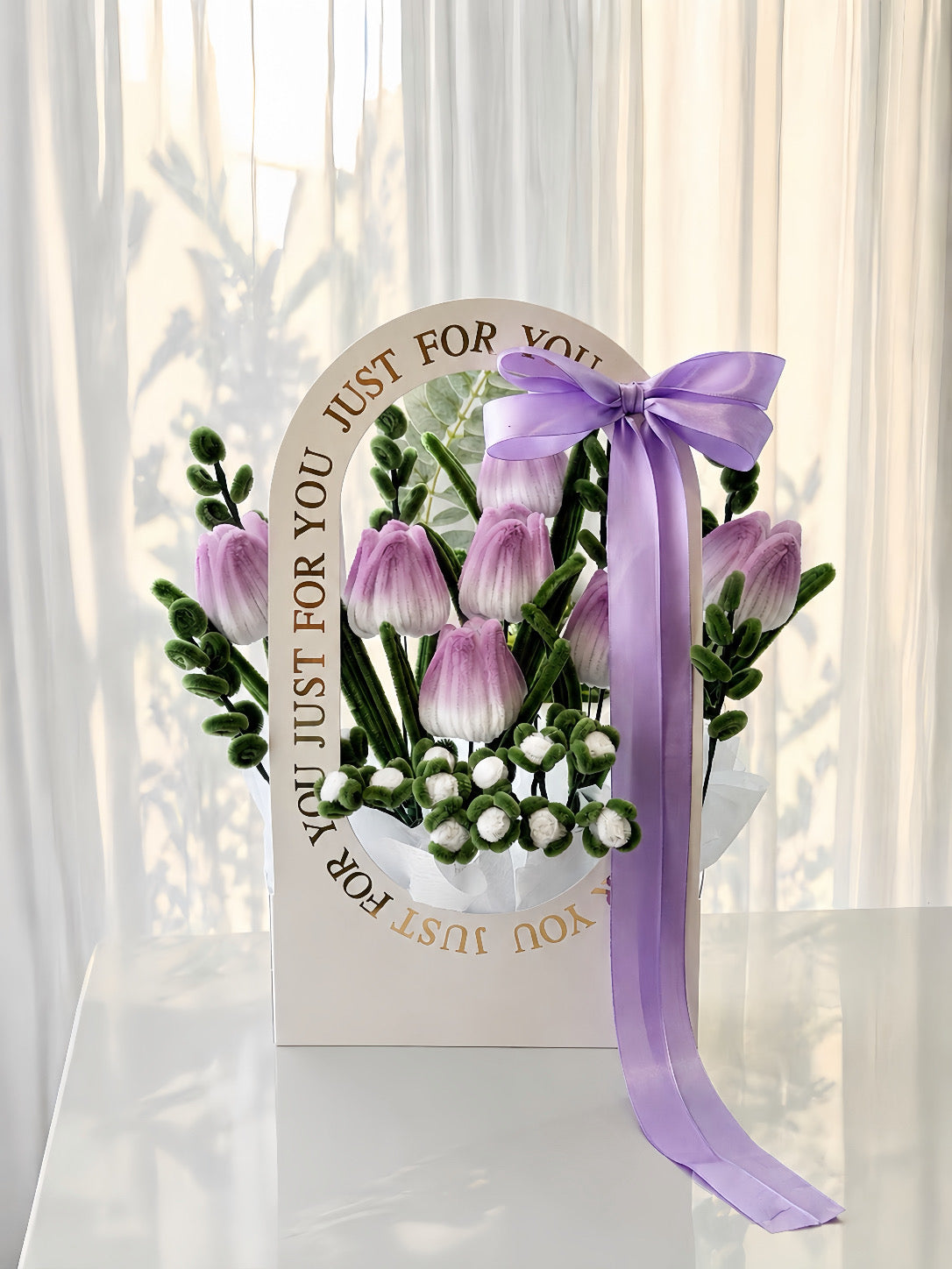 Blush Tulip Basket - Lavender