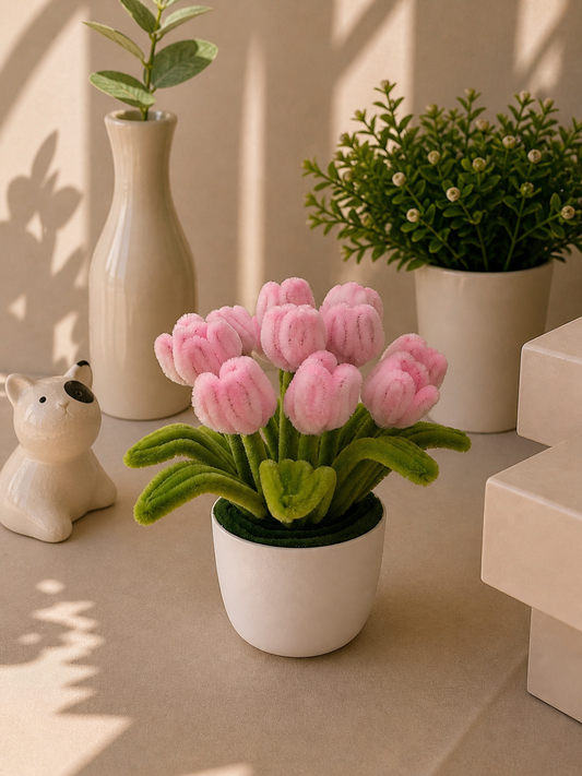 Mini Tulip Pot – Soft Pink Blush