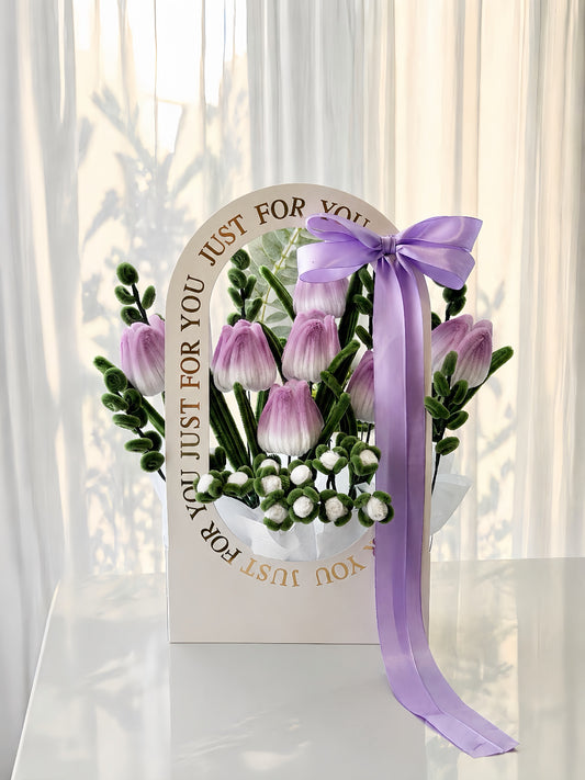 Blush Tulip Basket - Lavender
